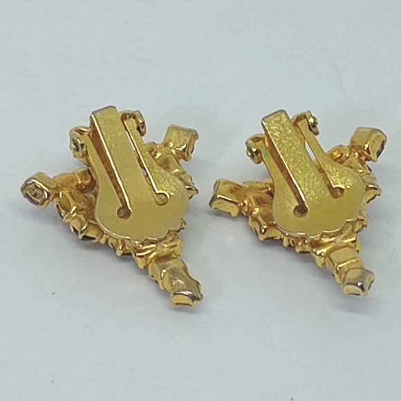 * vintage Warner Christmas Tree pin brooch AND clip on earrings SET - Picture 8 of 10